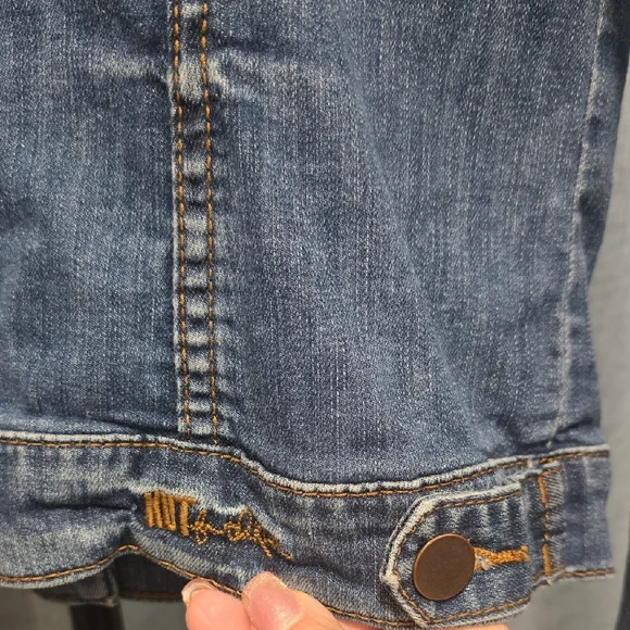Kut from the Kloth Womens Blue Jean Jacket Large Distressed - Picture 8 of 14
